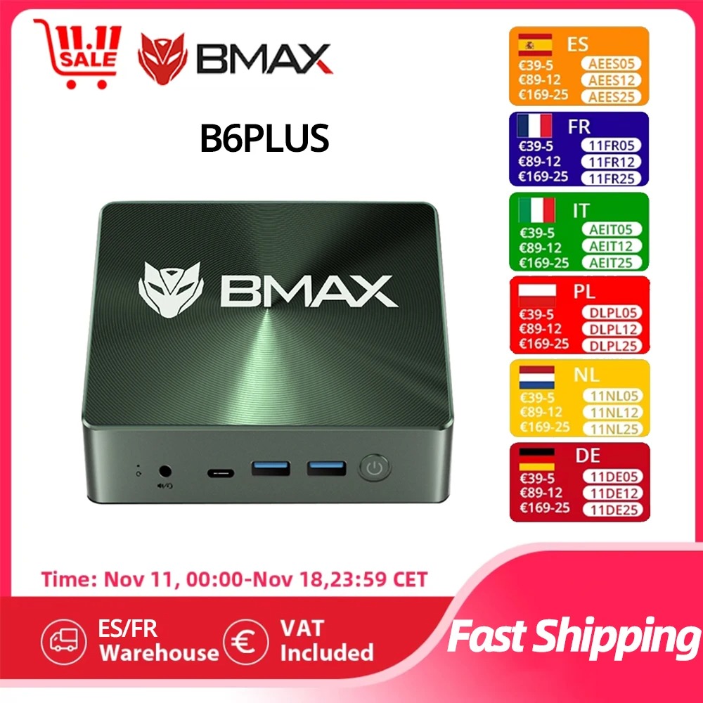 Mini PC BMAX B6 Plus, Intel i3-1000NG4, Windows 11, 12GB RAM y