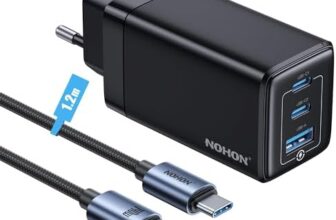 NOHON Cargador USB-C 65W GAN 3 Puertos con Cable 140W