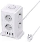 Torre de enchufes Sameriver con 8 tomas AC y 4 puertos USB