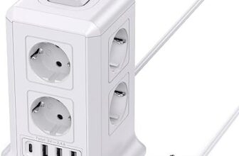 Torre de enchufes Sameriver con 8 tomas AC y 4 puertos USB