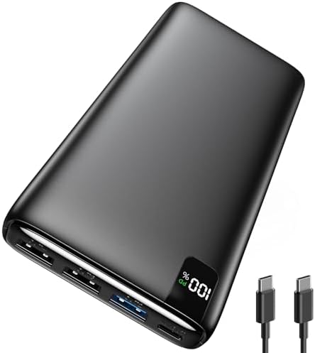 A ADDTOP Powerbank 20000 mAh de color negro con pantalla LED