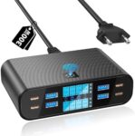Estación de carga YSYFAD USB-C 8 puertos negra con pantalla LED