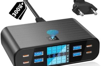 Estación de carga YSYFAD USB-C 8 puertos negra con pantalla LED
