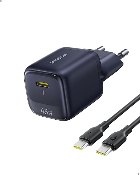 Baseus Cargador USB-C 45W GaN negro con cable