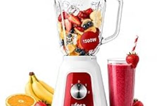 Batidora de Vaso Ufesa Ruby Red, roja y blanca, con jarra de cristal