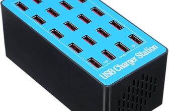 Cargador USB Docooler de 20 puertos en color negro y blanco
