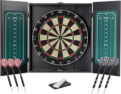 Set completo de diana Amazon Basics con mueble protector negro