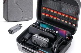 Funda de transporte para Nintendo Switch 2 de color negro, abierta mostrando compartimentos