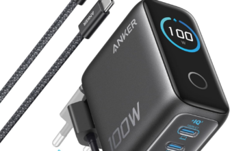 Cargador Anker USB-C 100W GAN Compacto con Pantalla Inteligente y 3 Puertos