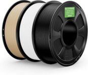 Kit de 3 bobinas de filamento PLA+ Deeplee en colores negro, blanco y beige