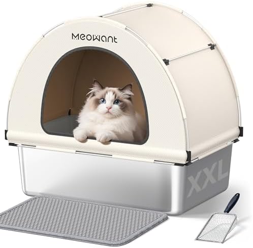 MeoWant Caja de Arena para Gatos de Acero Inoxidable XXL