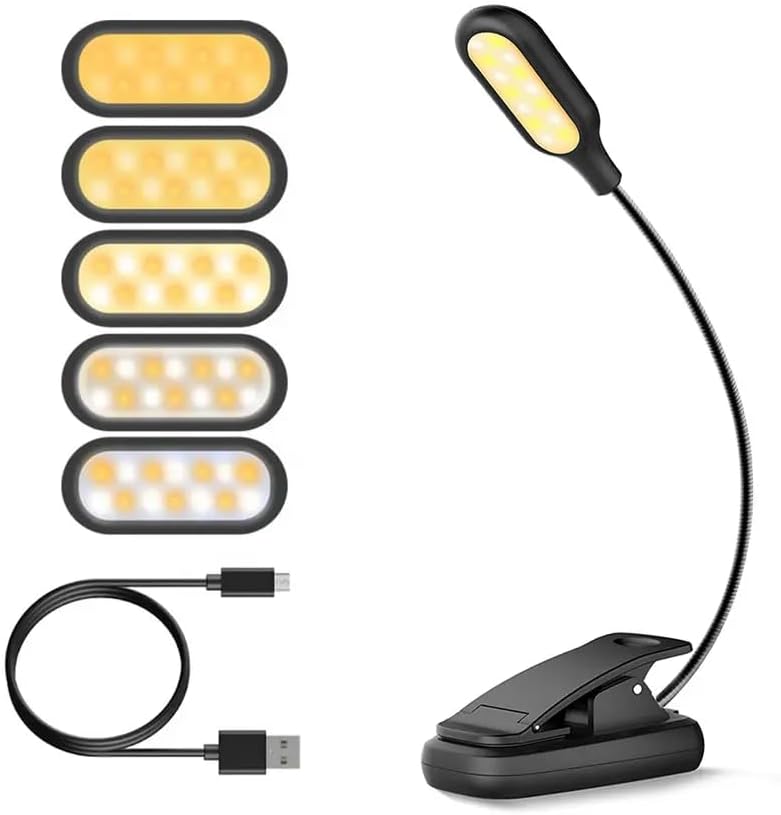 Lámpara de lectura LED recargable con pinza