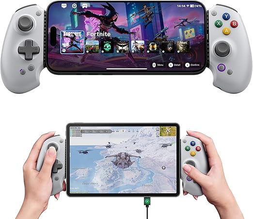 Mando S9 para teléfono móvil y tablet mostrado en diferentes ángulos