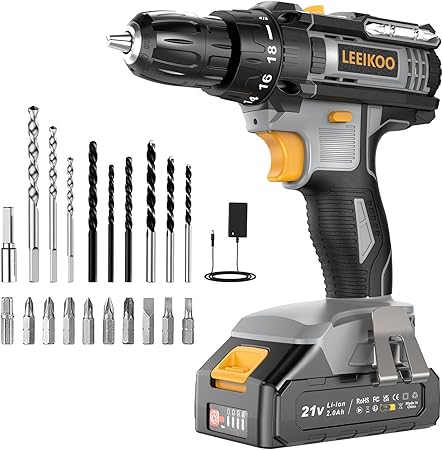 Atornillador eléctrico LEEIKOO de 21V color gris