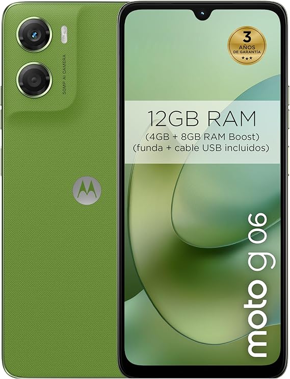 Moto G06 smartphone de color PANTONE TENDRIL