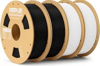 Pack de filamento PLA DEEPLEE 4kg con bobinas negras y blancas