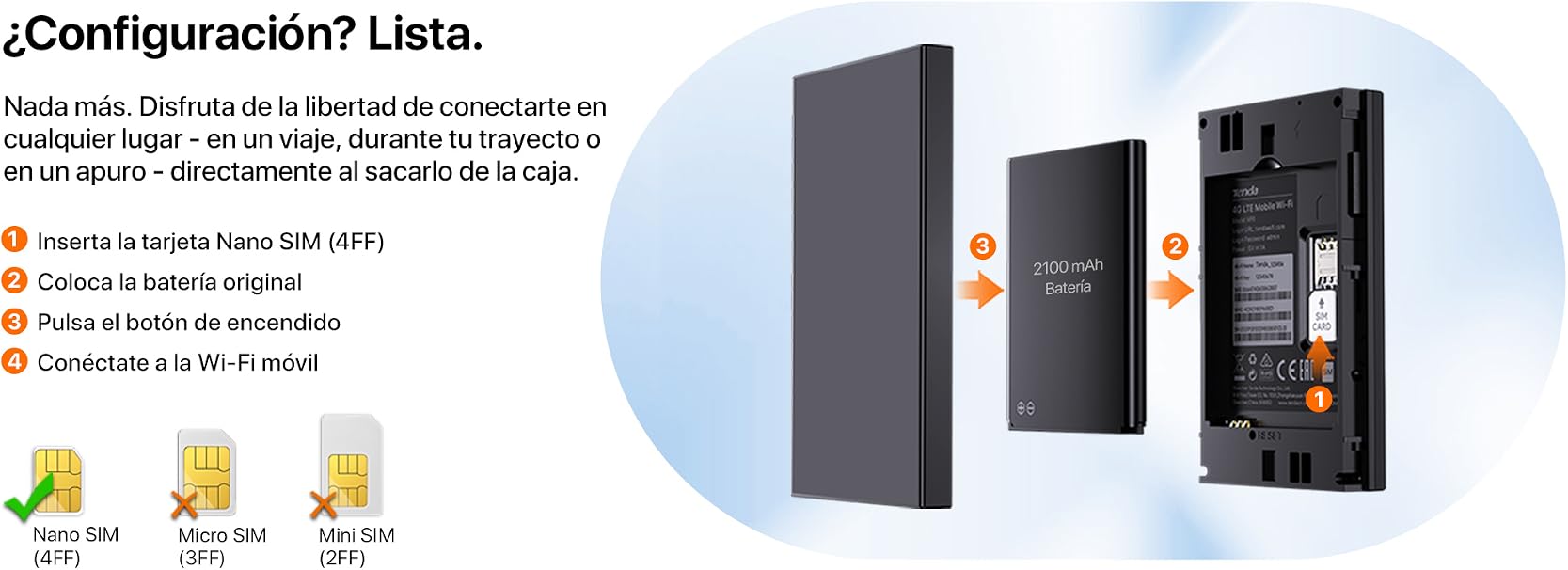 Tenda MF6 Router WiFi Portátil 4G LTE negro con pantalla LCD