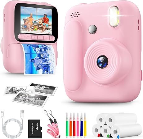 Cámara instantánea para niños Naxup Z700 color rosa con accesorios