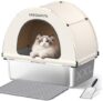 MeoWant Caja de Arena para Gatos Acero Inoxidable XXL con Tapa y Alfombrilla