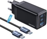 NOHON Cargador USB-C Carga Rápida 65W GAN 3 Puertos con Cable 140W – Compatibilidad Total