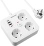 BOCHLION Regleta con USB – 3 Enchufes y 4 Puertos USB (PD 20W y QC 3.0) con Protección Sobretensión