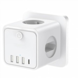 Regleta enchufe múltiple 7 en 1 con 4 USB y 3 tomas – Compacto y seguro