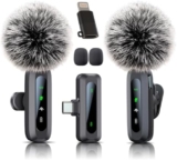 Micrófono de Solapa Inalámbrico 2-Pack con Reducción de Ruido para iPhone, Android y PC