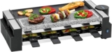 Clatronic RG 3678 Raclette Grill y Piedra 2 en 1 – Parrilla Reversible para 8 Personas