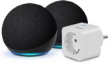 Echo Dot (5ta generación) | Antracita, pack de 2 + Smart Plug