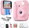 Cámara Instantánea para Niños Naxup Z700 Rosa – Impresión en 1 Segundo con Papel de Colores