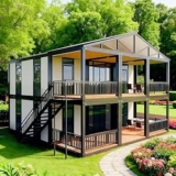 Casa Modular Prefabricada de Dos Pisos con Terraza y Diseño Personalizable