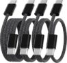 Anysea Cable USB C de Carga Rápida 60W – Pack de 4 (2M+1M+1M+0.5M) con Nylon Trenzado
