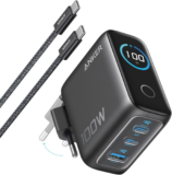 Cargador Anker USB-C 100W GAN Compacto con Pantalla Inteligente y 3 Puertos