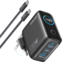 Cargador Anker USB-C 100W GAN Compacto con Pantalla Inteligente y 3 Puertos